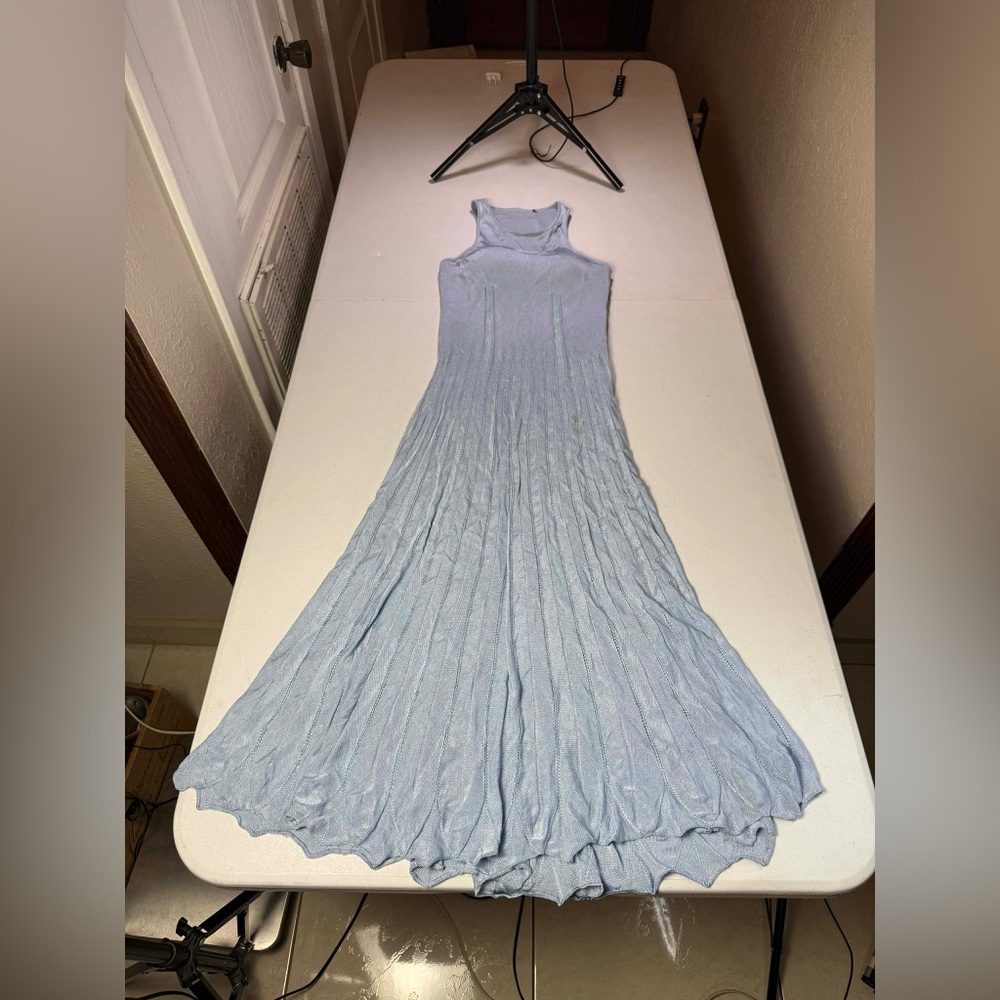 Ralph Lauren Purple Label Light Blue Halter Maxi Dress
